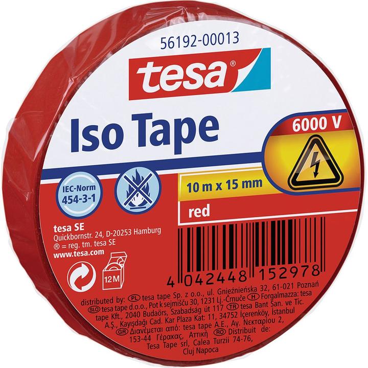 Produktbild tesa Elektro Isolierband, hitzebeständiges Klebeband zum Isolieren, Reparieren & Bündeln (15 mm)