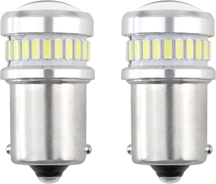 Amio Led canbus 3014 24smd + 3030 6smd 1156 ba15s p21w r10w r5w baltas 12v/24v