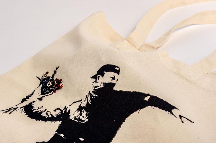 Actual product image Bansky fabric bag - flower thrower