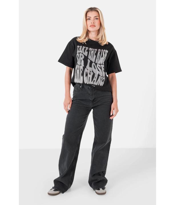 Actual product image Sixth June Women's rhinestone text t-shirt (S)