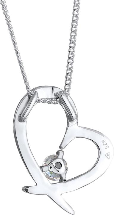 Actual product image Elli Necklace Heart Curved Zirconia 925 Silver (925 sterling silver, Zirconia, 45 cm)