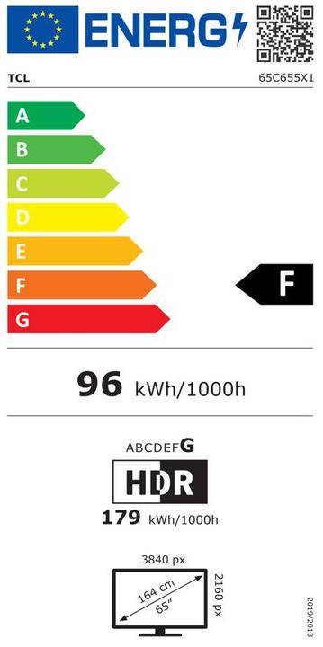 Label énergétique TCL 65C655 (65", QLED, 4K, 2024)