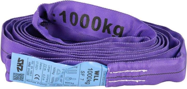 Actual product image SHZ Round sling length 2m / 1000kg according to EN 1492-2 SF7 purple