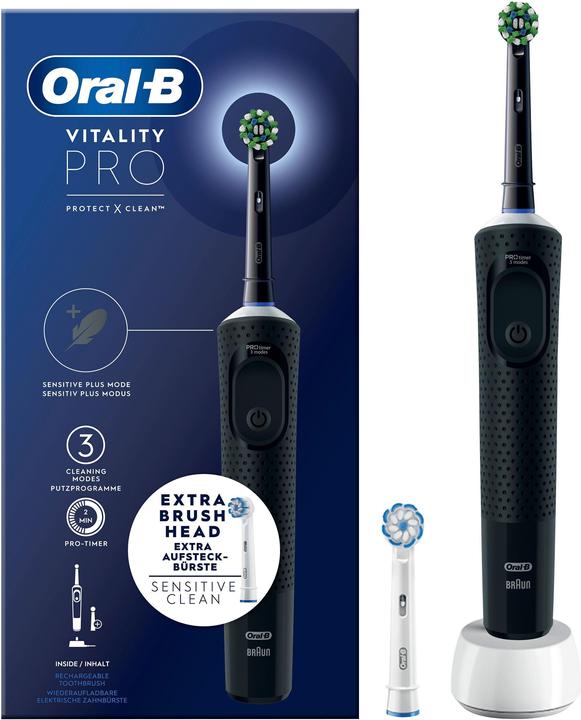 Image du produit Oral-B Vitality Pro Brosse à dents rotative vibrante pour adultes Noir (Brosse à dents oscillo-rotative)