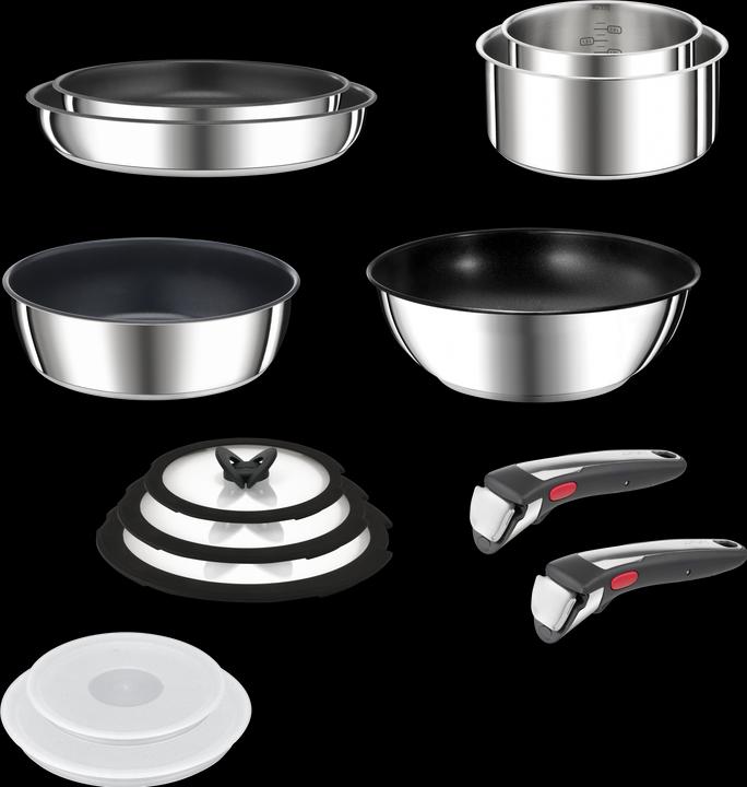 Actual product image Tefal Ingenio Preference On 13-piece set (24 cm, Pan set + pot set, Frying pan, Saucepan, Pot, Wok, Stainless steel)