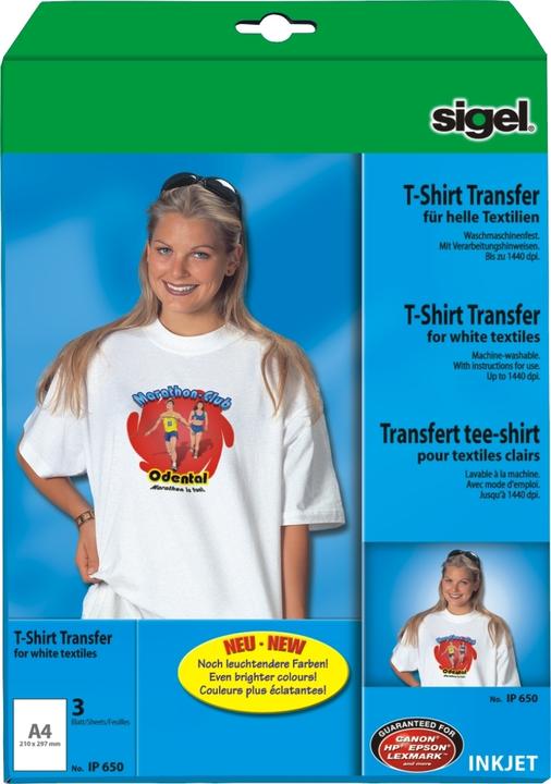 Actual product image Sigel InkJet transfer films for T-shirts (197 g/m², 3 x)
