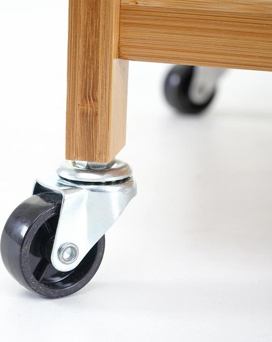 Immagine prodotto Swisshandel24 Carrello, ripiano rotante Carrello multiuso, 3 livelli con 2 cestini portaoggetti Bambù marrone
