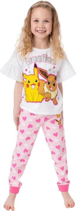 Actual product image Pokémon Girls Besties Pikachu & Eevee Frill Long Pyjama Set (116)