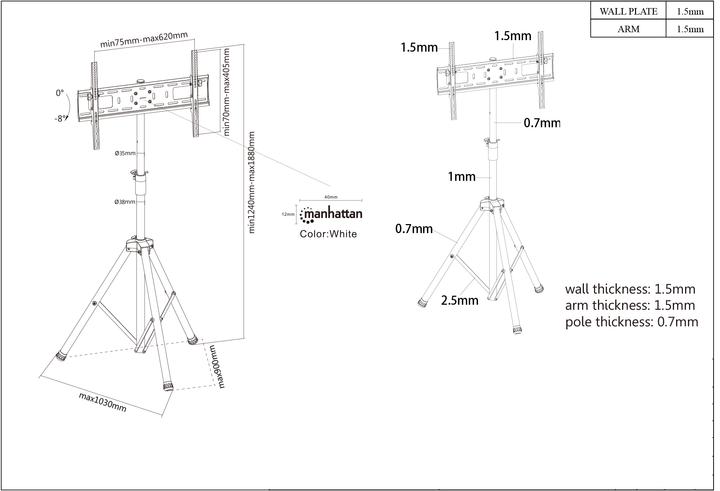 Produktbild Manhattan TV-Standfuss (Universal, 70", 35 kg)