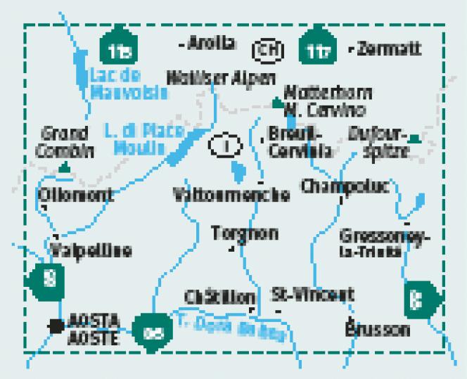 Image du produit Carte d'excursions 87 Breuil-Cervinia, Zermatt 1:50.000