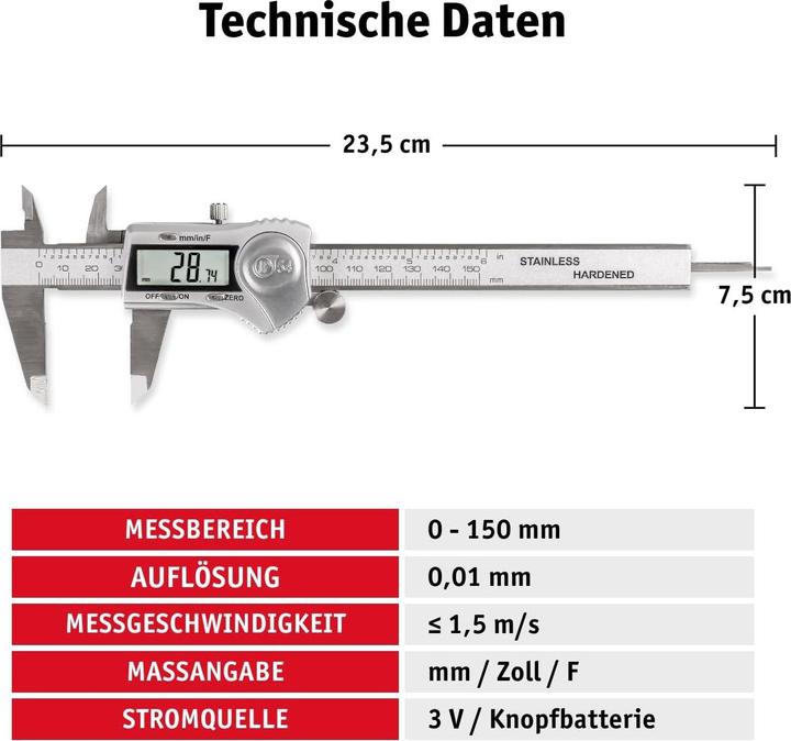 Immagine prodotto Walter Messschieber mit LCD-Display (15 cm)