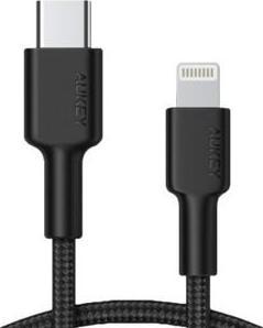 Actual product image Aukey CB-CL02 Black Nylon Lightning USB C Cable | USB power supply USB-PD | 1.2 m | Apple MFi certificate (1.20 m, USB 3.2 Gen 1)