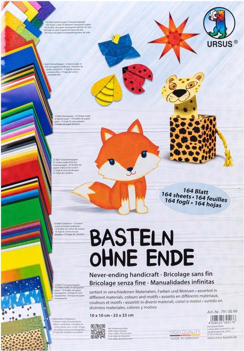 Produktbild Ursus Bastelpapier Basteln ohne Ende Set mit 164 Blatt, Mehrfarbig (1 x)