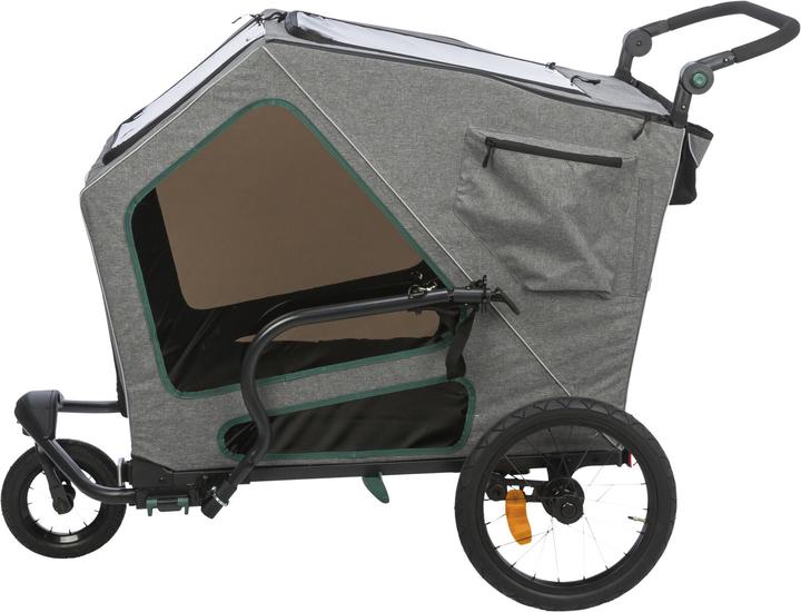 Actual product image Trixie Bicycle trailer L, 80×103×98/147 cm, grey/sage (Dog, Reflectors, Can be opened completely)