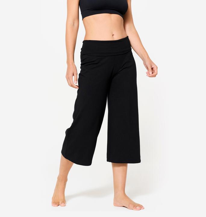 Actual product image Kimjaly Yoga Caprihose Damen hoher Bund - tiefschwarz (M)