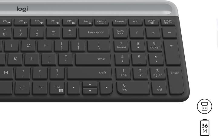 Logitech MK470 Kabellose Tastatur und Maus, Graphite Sp., US (Eng. Int., Kabellos)