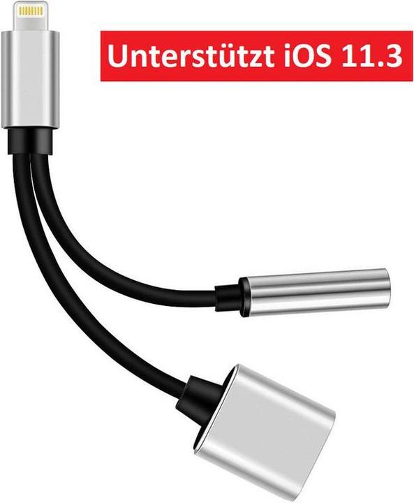 Produktbild Hermex Lightning Audio + Ladeadapter Lightning zu 3.5mm Kopfhörer + Ladekabel (Lightning, 3.5mm Klinke)