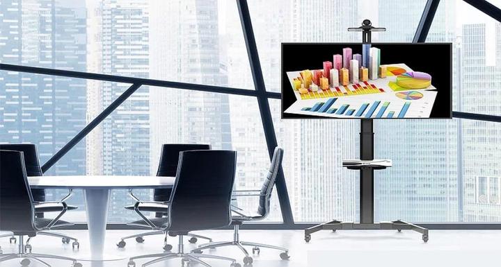 Actual product image Techly TV Trolley for LCD LED TV 37-70 inch 93-177 cm black with shelf (70", 50 kg)