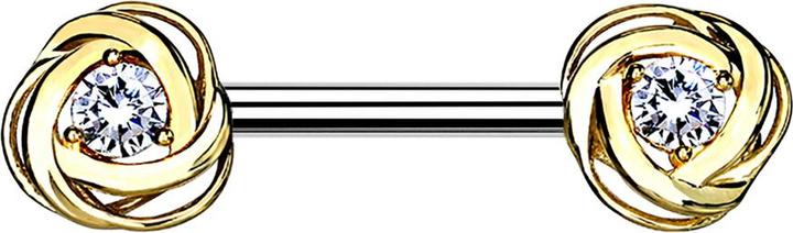 Produktbild Star Piercing Barbell vergoldet Rosenblüte Kristall silber (Chirurgenstahl 316L, Messing)