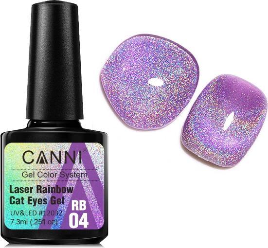 Produktbild Canni Gellack Laser Rainbow Cat Eyes RB04 (Violet Glitzer, Gel-Effekt Nagellack)