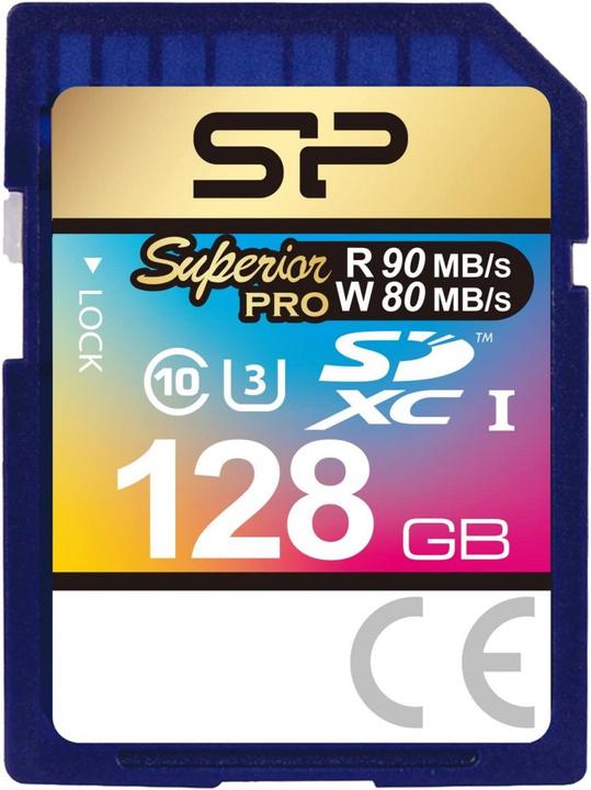 Actual product image Silicon Power memory card SDXC 128GB Superior Pro UHS-1 U3 (128 GB, SDXC, U3, UHS-I)