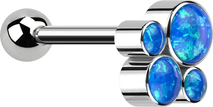 Immagine prodotto Star Piercing Micro Barbell Innengewinde silber mit Kugel und vier Opale blau (Titanio G23, senza ottone)