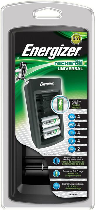 Energizer Recharge Universal (1 Stk., D, AAA, AA, 9V Block, 2300 mAh, Ladegerät ohne Akku)