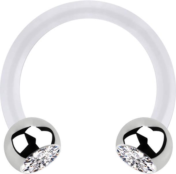 Immagine prodotto Star Piercing Micro Circular Barbell trasparente con due palline argento crystal silver (senza ottone, Acciaio chirurgico 316L, Bioflex)