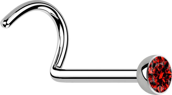 Produktbild Star Piercing Nasenstecker gebogen silber mit Kristall rot (Chirurgenstahl 316L, ohne Messing)