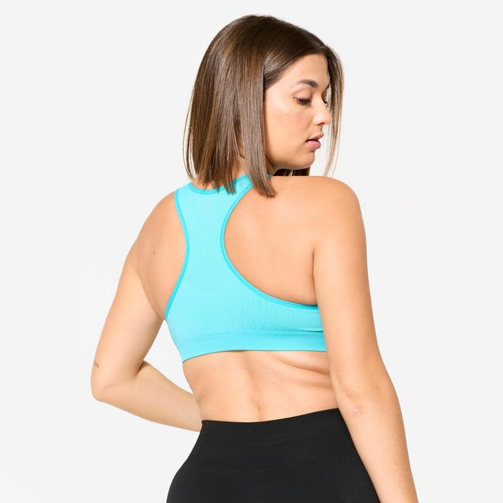 Image du produit Kalenji Sport-BH Bustier Damen nahtlos Schwimmerrücken mittlerer Halt - türkis (L)
