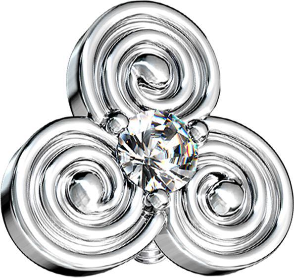Produktbild Star Piercing Dermal Anchor silber drei Kreise mit Kristall (Chirurgenstahl 316L, Messing)