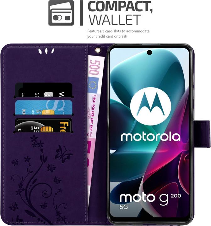 Immagine prodotto Cadorabo Custodia Flower Book (Motorola Moto G200 5G)