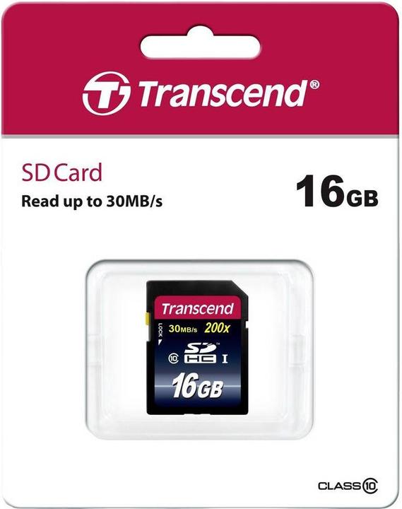 Actual product image Transcend SDHC 200x (16 GB, SDHC, U1, UHS-I)