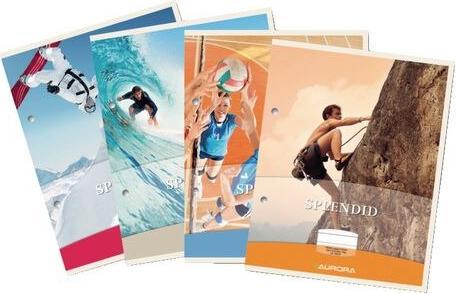 Actual product image Notebook AURORA Splendid Glued DIN A4 Squared Paper Coloured assorted 5 mm (210 x 297 mm, Checked)