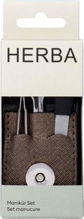 Actual product image Herba Manicure set 3-piece nickel-plated in a case, brown