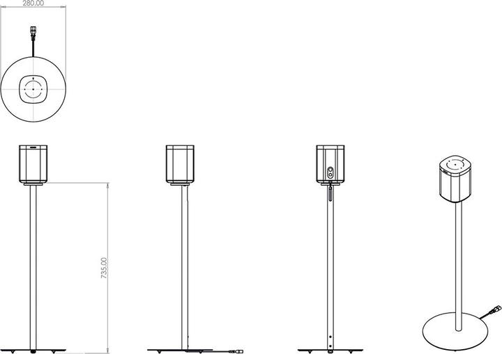 Actual product image Multibrackets Sonos S1/P1 Stand, Metal/Aluminium/1676 (1 pcs., Wall installation)