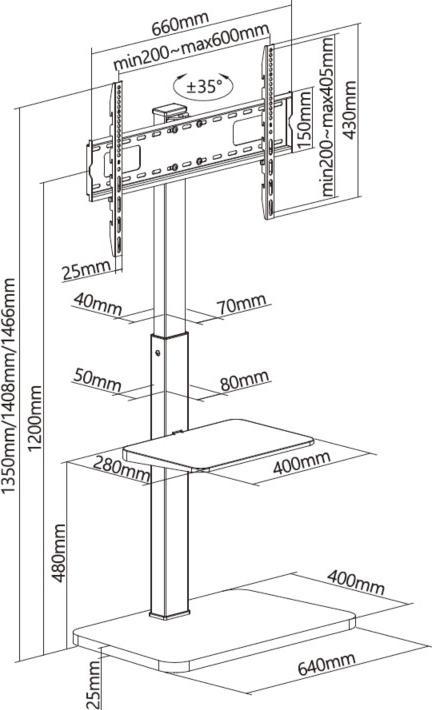 Image du produit equip Bodenständer (Universel, 75", 40 kg)