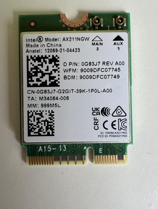 Produktbild Dell CRD,WRLES,M.2,INTEL,AX211,WW (M.2 A Key)