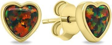 Produktbild Brilio Silver - Delicate gold-plated earrings Hearts with synthetic opals EA610YBC
