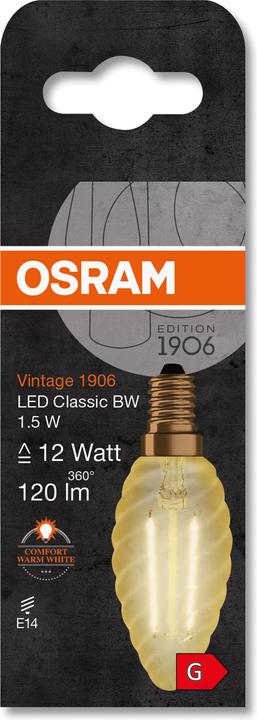 Produktbild Osram Vintage 1906 Led Classic B (E14, 1.50 W, 120 lm, 1 x, G)