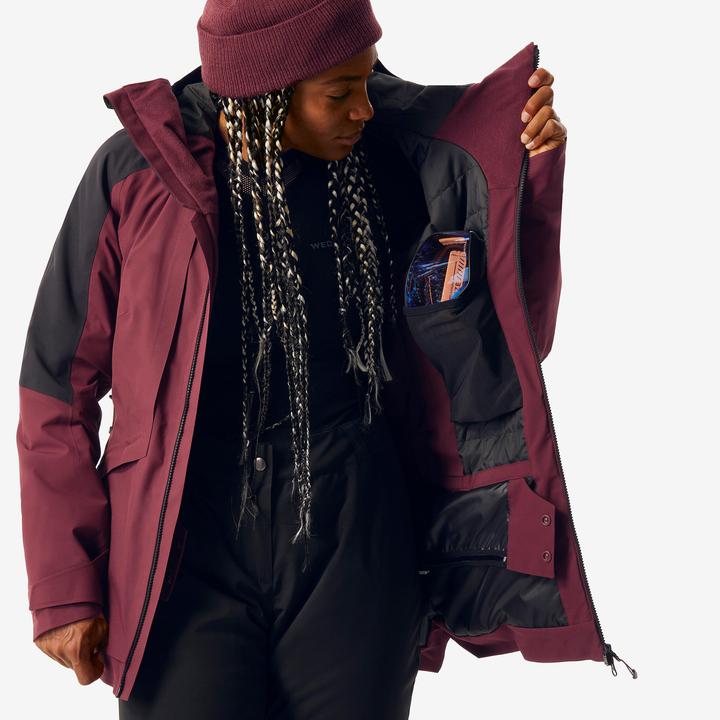 Image du produit Wedze Veste de ski femme polyvalente et chaude - FR100 bordeaux/noir (XL)