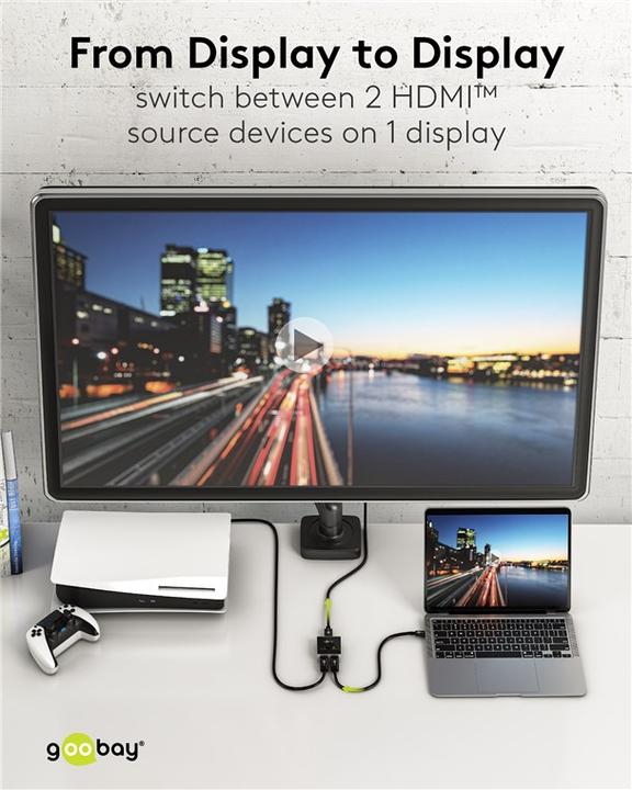 Actual product image Goobay Manual HDMI Switch Box 2 to 1 4K @ 60 Hz