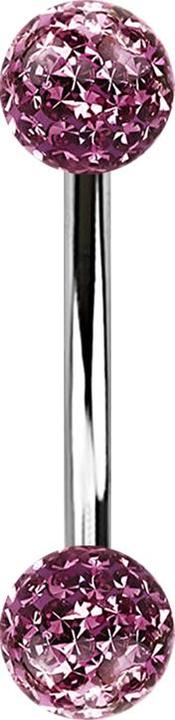 Star Piercing Banane silber mit zwei Kristall Kugeln hellviolett Epoxy Schutzschicht (Chirurgenstahl 316L, ohne Messing)