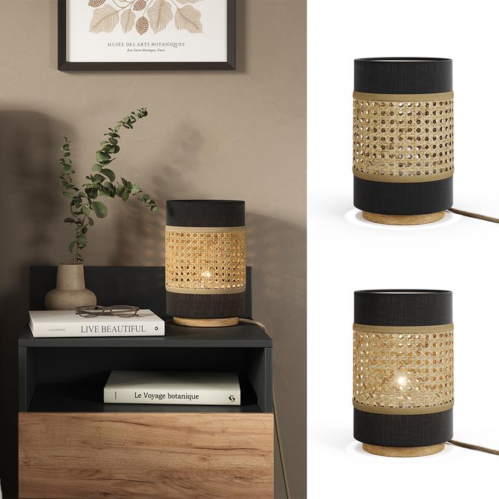 Actual product image Vicco Table lamp Morten, Rattan/black, 17.5 x 26.5 cm (E27)