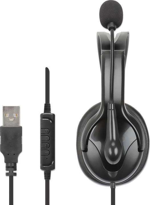 Actual product image Manhattan Mono USB headset with reversible microphone (Cable)