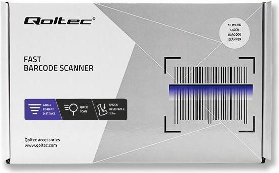 Actual product image Qoltec 1D Laser Barcode Scanner | USB | White (1D barcodes)