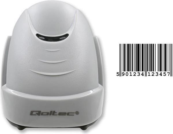 Actual product image Qoltec 1D Laser Barcode Scanner | USB | White (1D barcodes)