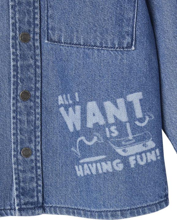 Produktbild Vertbaudet Jungen Jeanshemd mit Kapuze und Aufnähern (98)