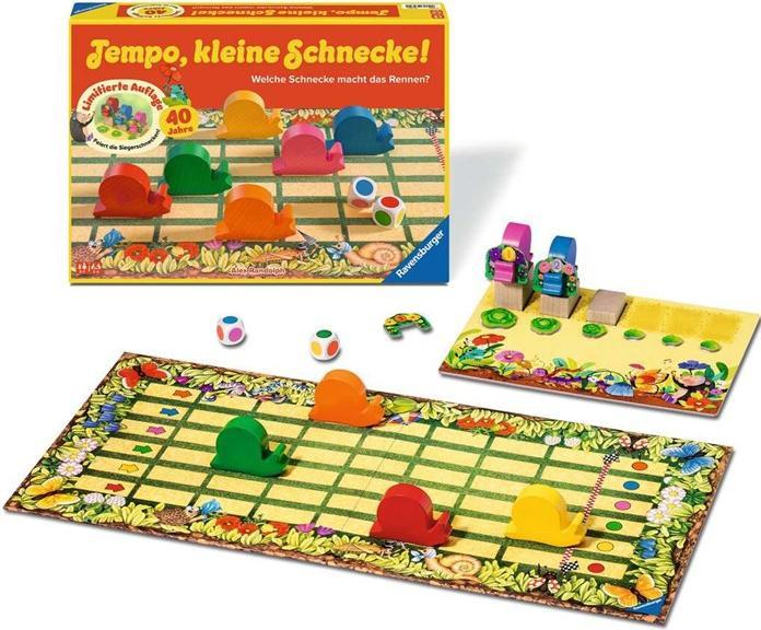 Produktbild Ravensburger Kinderspiel 23034 - Tempo kleine Schnecke 40 Jahre Jubiläum, beliebtes Schneckenrennen (Deutsch)