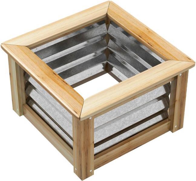 Image du produit Swisshandel24 Lit surélevé en métal, bac à fleurs, bac à plantes avec cadre en bois, bac à légumes, bac à herbes